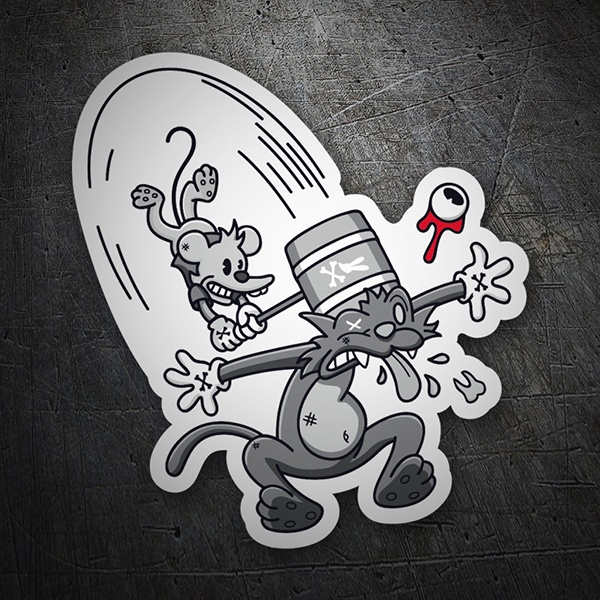 Aufkleber:  Itchy und Scratchy retro