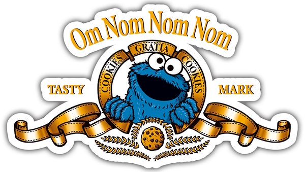 Aufkleber: Om Nom Nom Nom Kr&uuml;melmonster (MGM-Parodie)