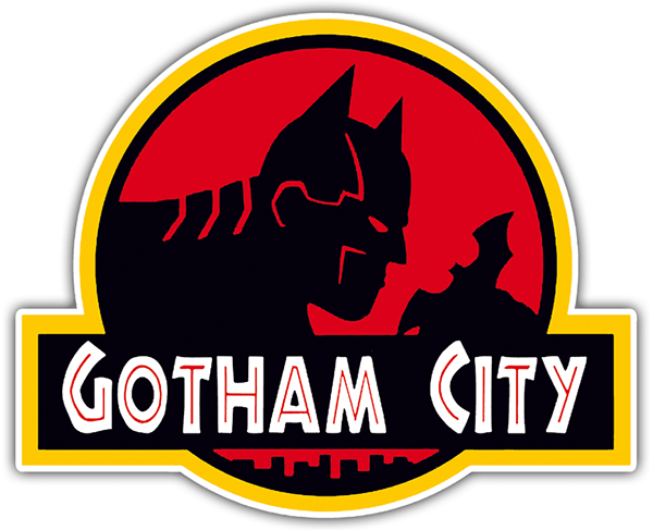 Aufkleber: Gotham City (Batman im Jurassic-Park-Stil)