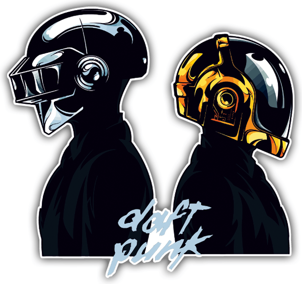 Aufkleber: Daft Punk mit stilisierten Figuren