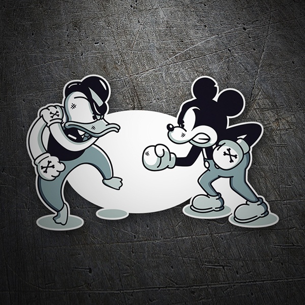 Aufkleber: Donald vs Mickey