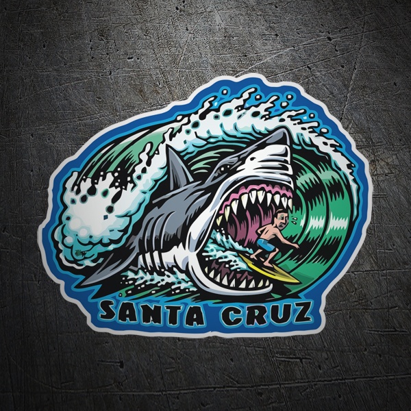 Aufkleber: Santa Cruz Surfer und Haie