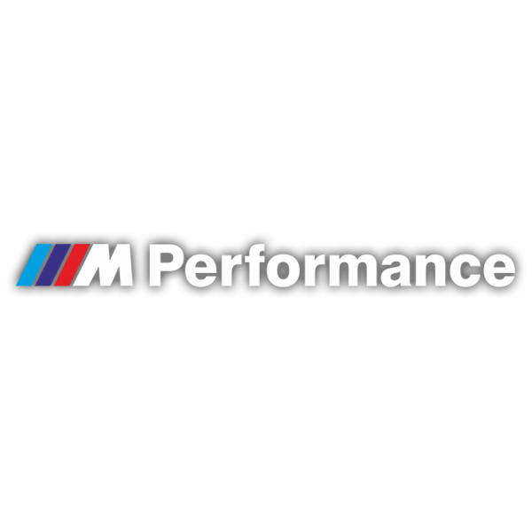 Aufkleber: BMW Weiss Performance mit Blau und Roten Streifen