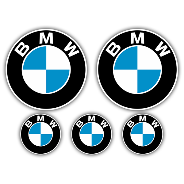 Aufkleber: Set 5X BMW Logo in konzentrischen Kreisen