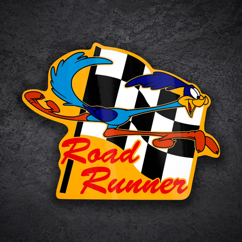 Aufkleber: Road Runner Rennflagge