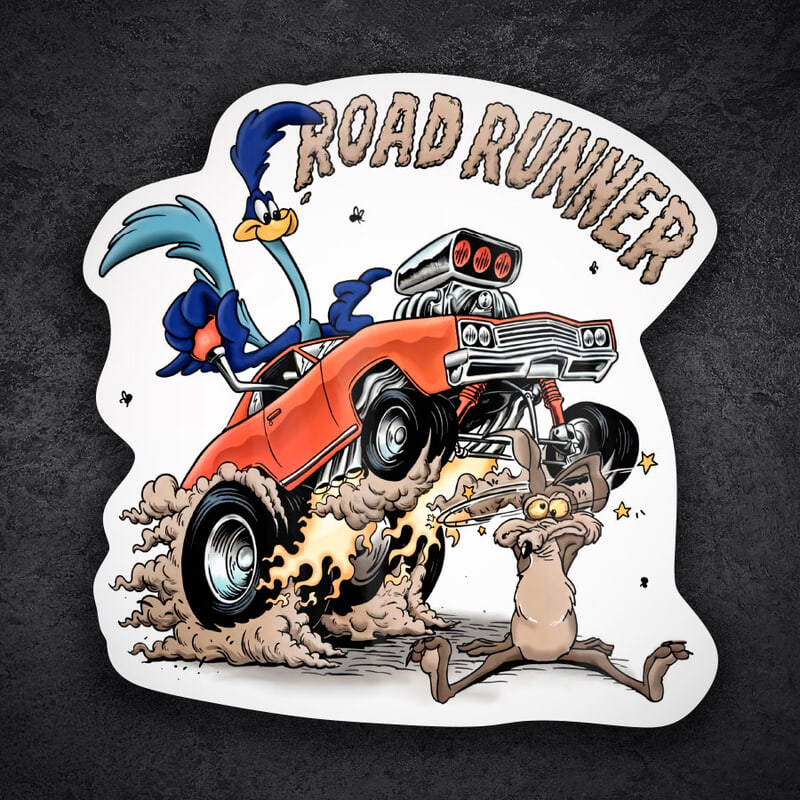 Aufkleber: ROAD RUNNER Hot Rod vs Coyote