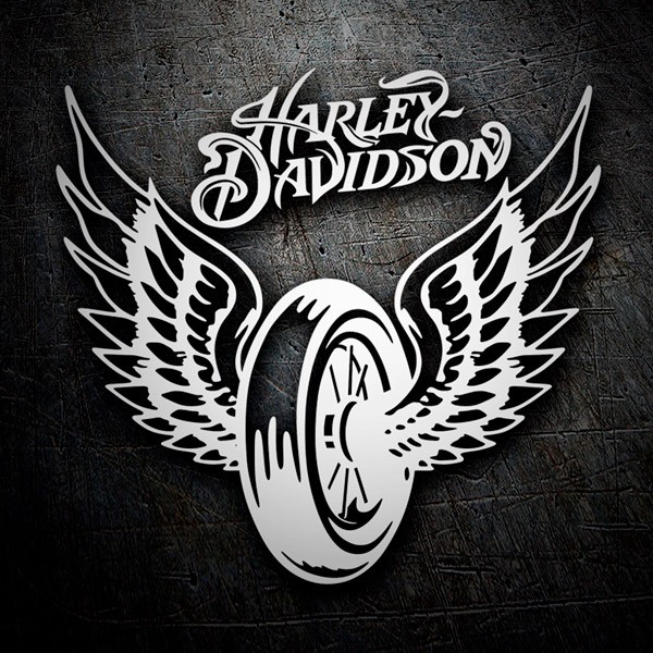 Aufkleber: Harley Davidson, Rad mit Flügeln