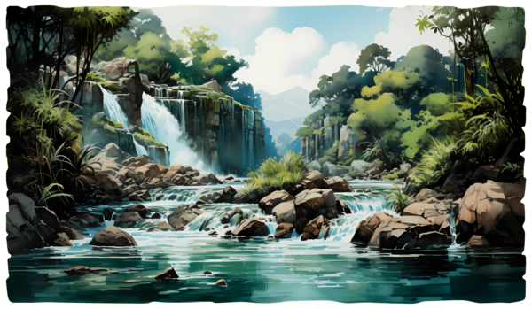 Wandtattoos: Dschungel-Wasserfall
