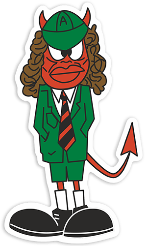 Aufkleber: Angus Young Karikatur