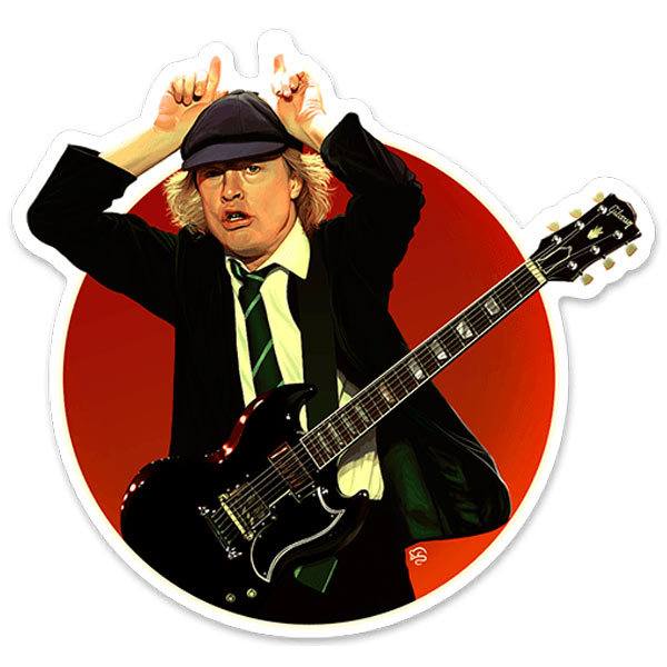 Aufkleber: Angus Young in Kreisform