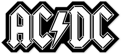 Aufkleber: ACDC mit Blitz zwischen den Buchstaben
