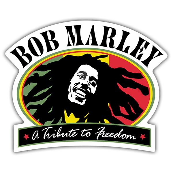 Aufkleber: Bob Marley Tribute mit ovalem Design