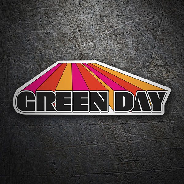 Aufkleber: Green Day mit Gro&szlig;buchstaben und Diagonalstreifen