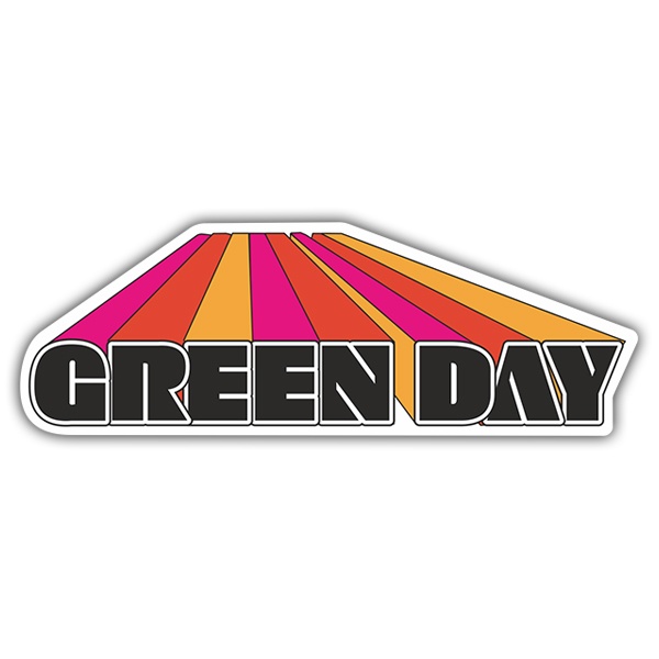 Aufkleber: Green Day mit Gro&szlig;buchstaben und Diagonalstreifen