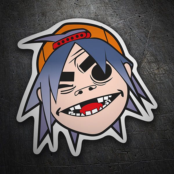 Aufkleber: Gorillaz 2-D mit M&uuml;tze und sp&ouml;ttischem Ausdruck