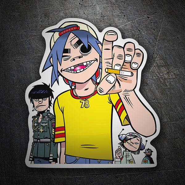 Aufkleber: Gorillaz Provokation mit dynamischen Charakteren