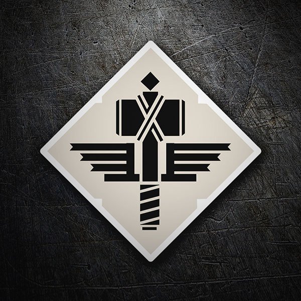 Aufkleber: Schild von Manowar mit Hammer und Fl&uuml;geln