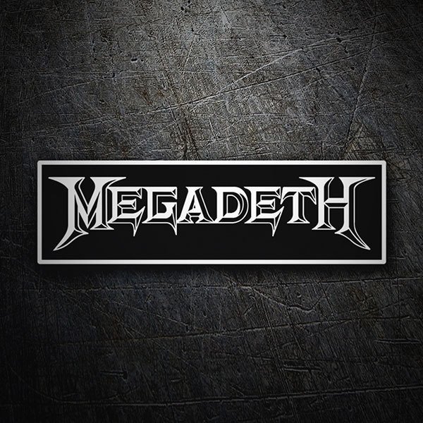 Aufkleber: Logo von Megadeth im Winkeltypografischen Stil