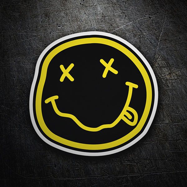 Aufkleber: Smiley Säufer mit Nirvana Schwarz