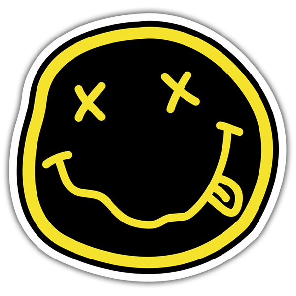 Aufkleber: Smiley Säufer mit Nirvana Schwarz