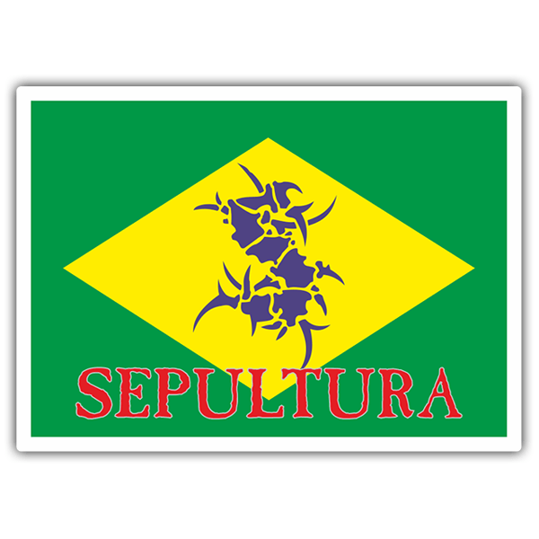 Aufkleber: Sepultura + Brasilien Flagge