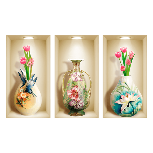 Wandtattoos: Vasen mit Blumen Nische