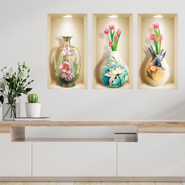 Wandtattoos: Vasen mit Blumen Nische
