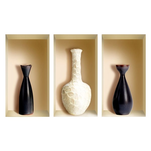 Wandtattoos: Nische Schwarze und weiße Vasen