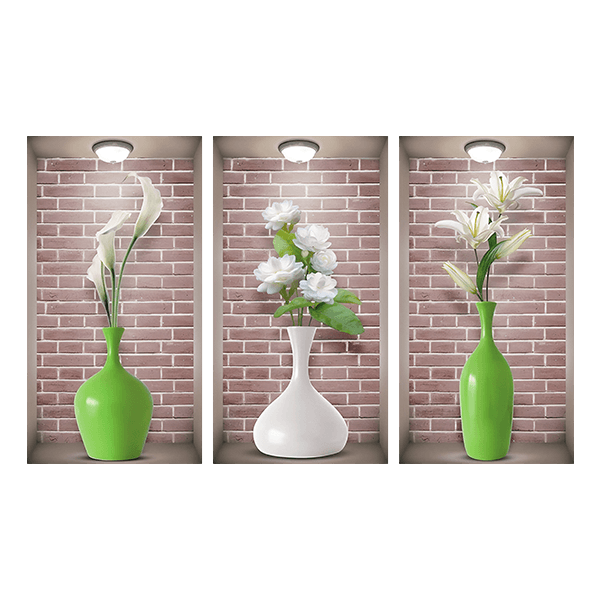 Wandtattoos: Nische Weiße und grüne Vasen