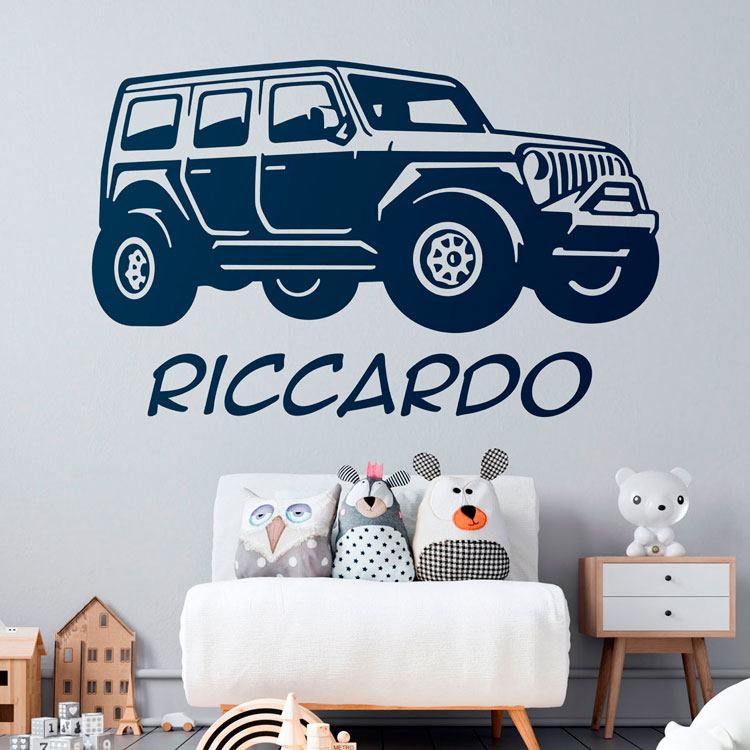 Kinderzimmer Wandtattoo: Geländewagen 4x4 mit Namen