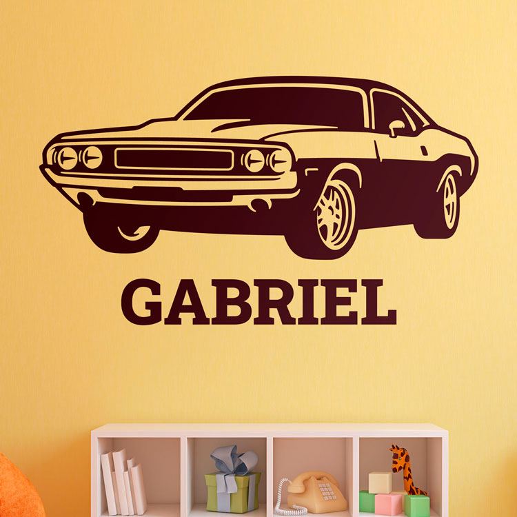 Kinderzimmer Wandtattoo: US-Muscle-Car mit Namen