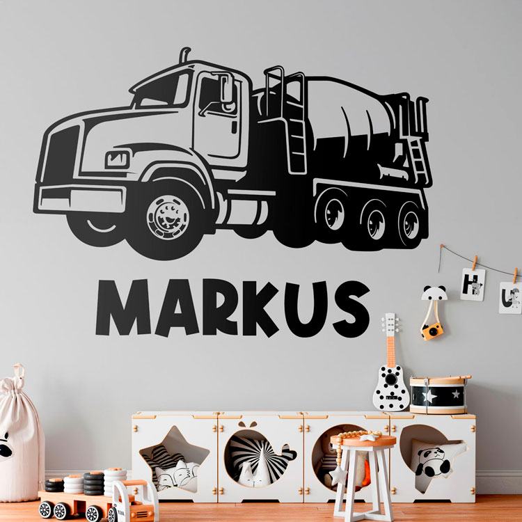 Kinderzimmer Wandtattoo: Personalisierter Fahrmischer