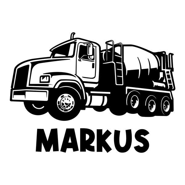 Kinderzimmer Wandtattoo: Betonmischer-LKW mit Namen