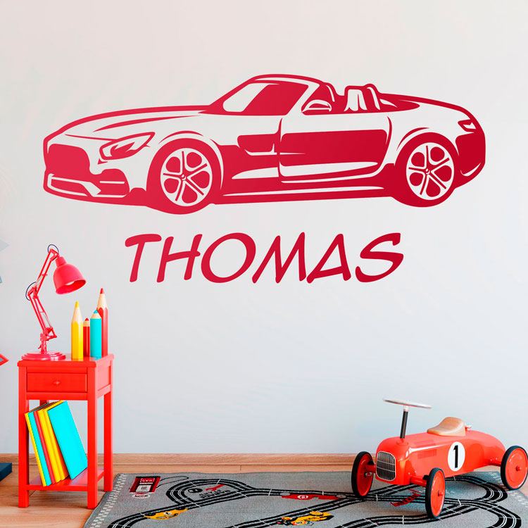 Kinderzimmer Wandtattoo: Personalisierter Cabrio-Sportwagen