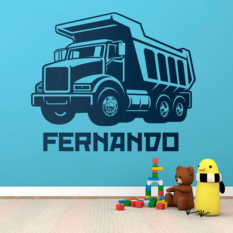 Kinderzimmer Wandtattoo: Personalisierter Baustellen-Lkw