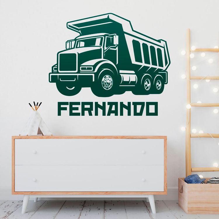 Kinderzimmer Wandtattoo: Personalisierter Baustellen-Lkw
