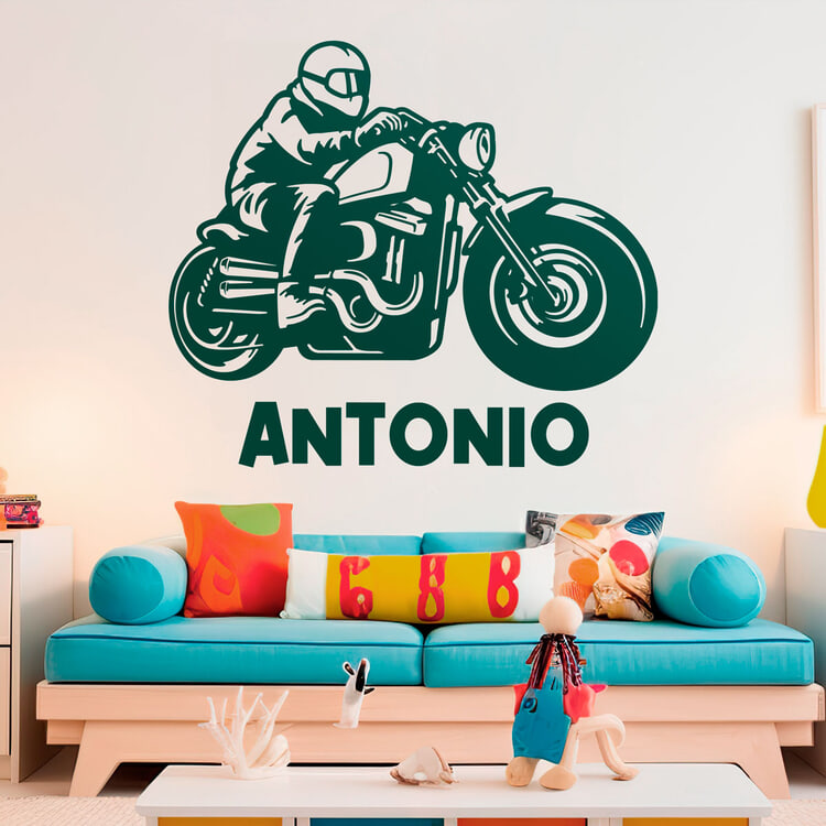 Kinderzimmer Wandtattoo: Custom Chopper mit Namen