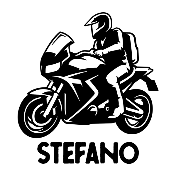 Kinderzimmer Wandtattoo: Straßenmotorrad mit Namen