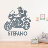 Kinderzimmer Wandtattoo: Straßenmotorrad mit Namen 2