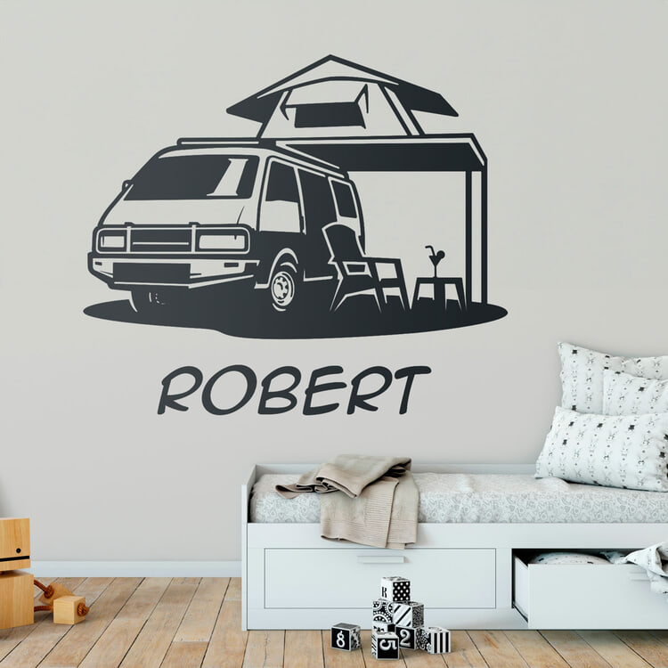 Kinderzimmer Wandtattoo: Wohnmobil mit Namen