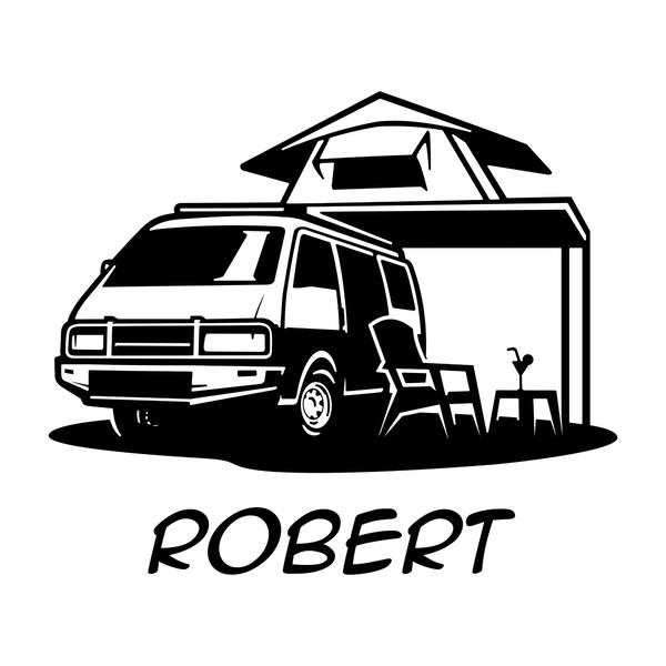 Kinderzimmer Wandtattoo: Wohnmobil mit Namen