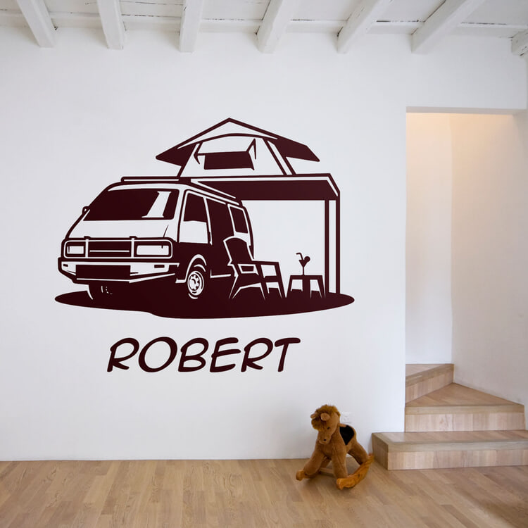 Kinderzimmer Wandtattoo: Wohnmobil mit Namen