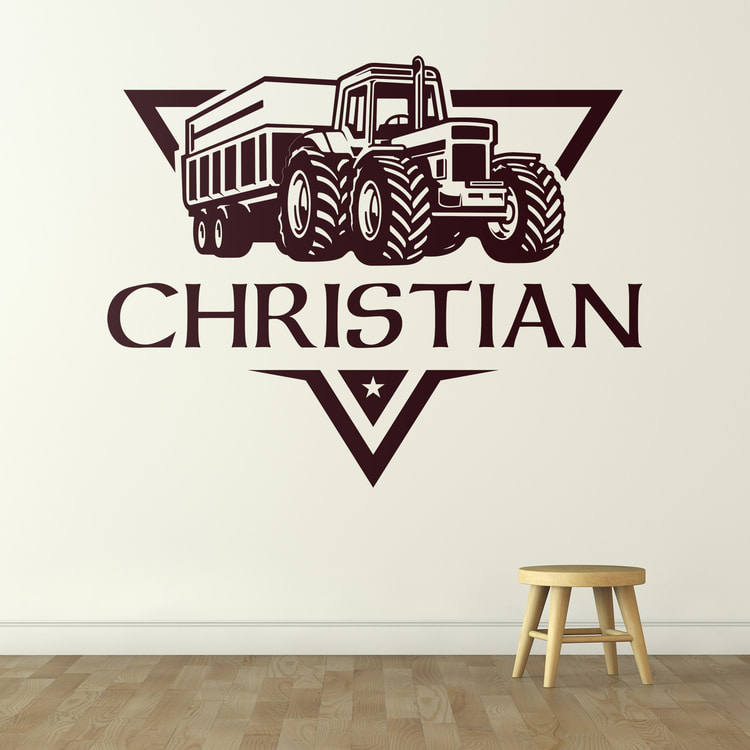 Kinderzimmer Wandtattoo: Tractor con nombre