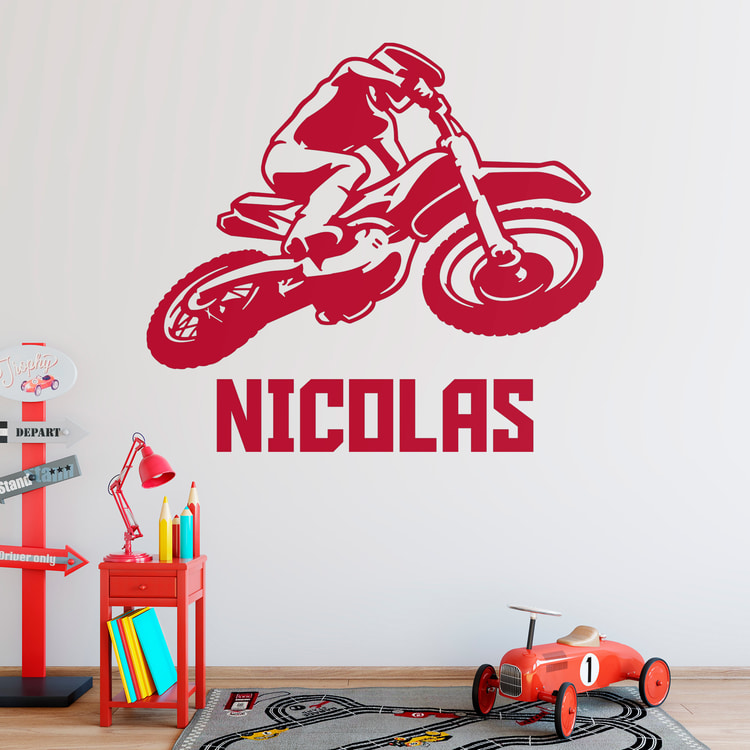 Kinderzimmer Wandtattoo: Motocross mit Namen