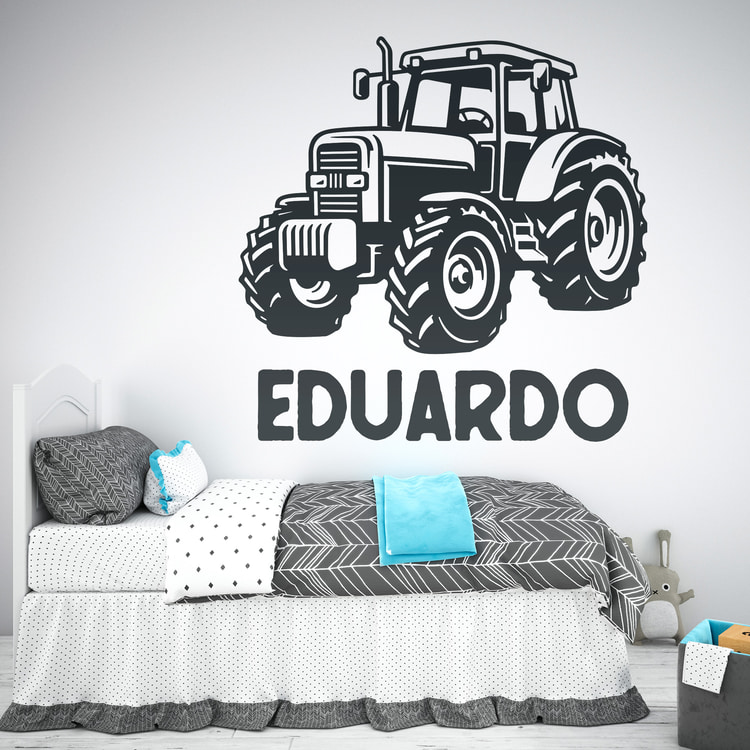Kinderzimmer Wandtattoo: Traktor John Deere mit Name