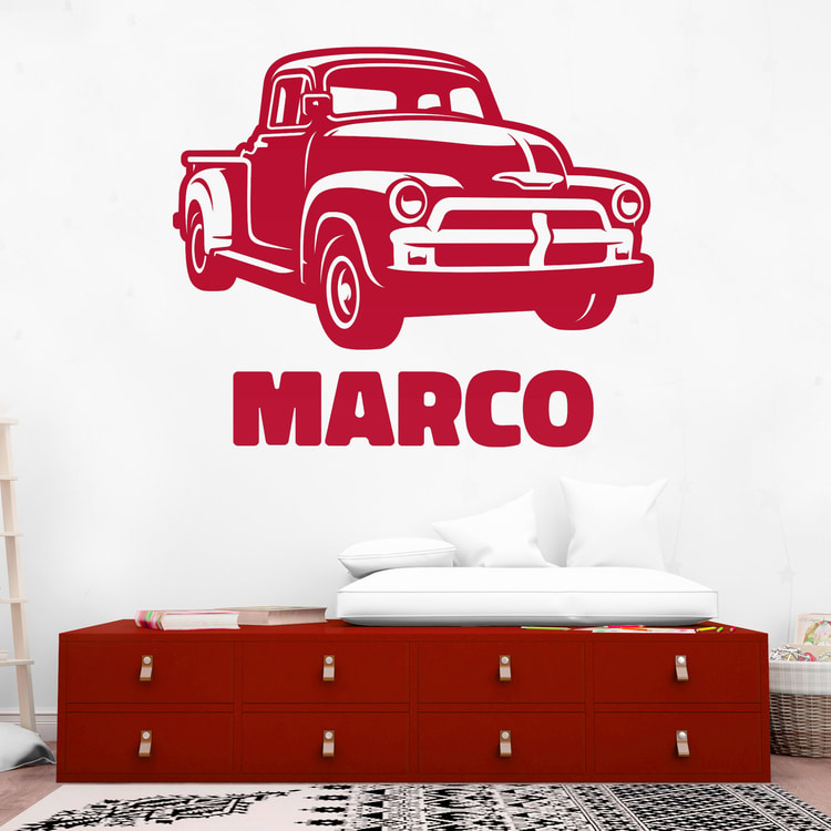 Kinderzimmer Wandtattoo: Chevrolet Pickup mit Name