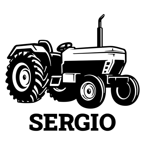 Kinderzimmer Wandtattoo: Offener Traktor mit Name