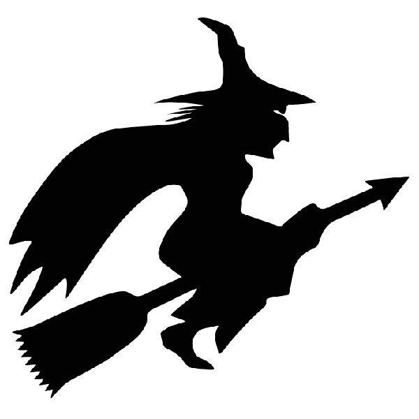 Aufkleber: Hexe fliegt auf einem Besen