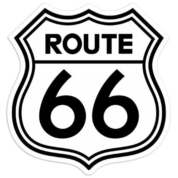 Aufkleber: Route 66 Weiß