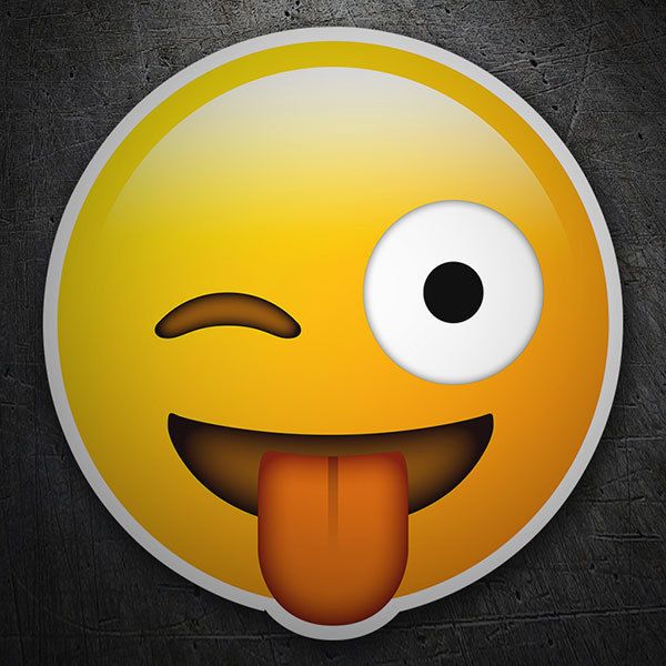 Aufkleber: Zwinkern Gesicht und Zunge emoji 1